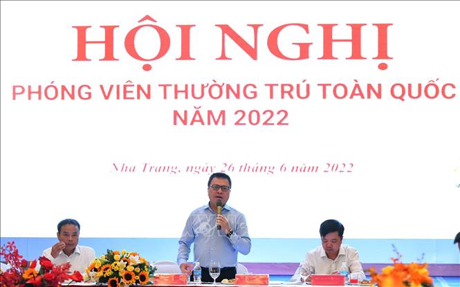 Ủy viên Trung ương Đảng, Tổng Biên tập Báo Nhân Dân, Phó Trưởng Ban Tuyên giáo Trung ương, Chủ tịch Hội Nhà báo Việt Nam Lê Quốc Minh phát biểu tại buổi lễ. Ảnh: Tiên Minh - TTXVN Ủy viên Trung ương Đảng, Tổng Biên tập Báo Nhân Dân, Phó Trưởng Ban Tuyên giáo Trung ương, Chủ tịch Hội Nhà báo Việt Nam Lê Quốc Minh phát biểu tại buổi lễ. Ảnh: Tiên Minh - TTXVN