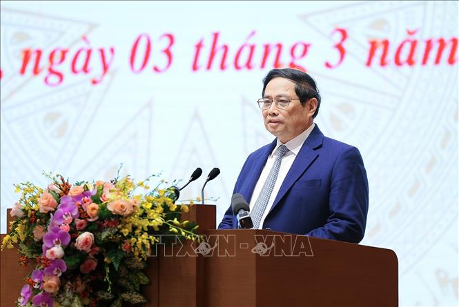 Thủ tướng Phạm Minh Chính phát biểu khai mạc hội nghị. Ảnh: Dương Giang-TTXVN